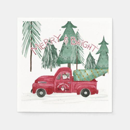 Holiday Merry Bright Gnomes Christmas Party Forest Napkins