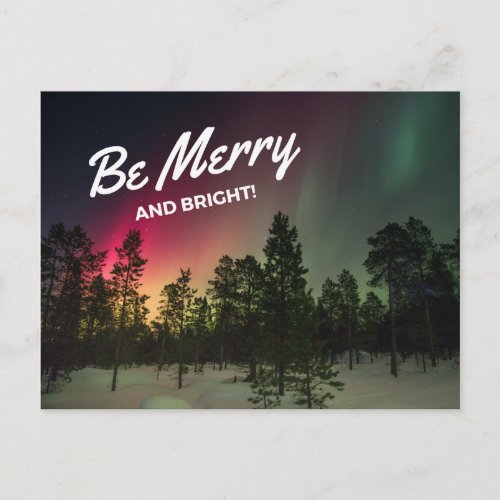 Holiday Merry  Bright Northern Lights Postcard
