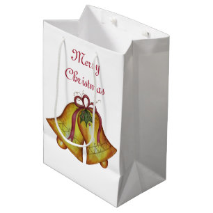 Holiday Merry Christmas Bells Present Gift Bag