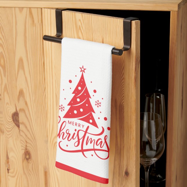 Holiday Merry Christmas  Kitchen Towel (Thirds Fold)