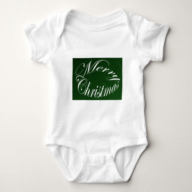 Holiday Merry Christmas Matching Green Items Baby Bodysuit (Front)