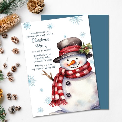 Holiday Merry Christmas Party Snowman Invitation