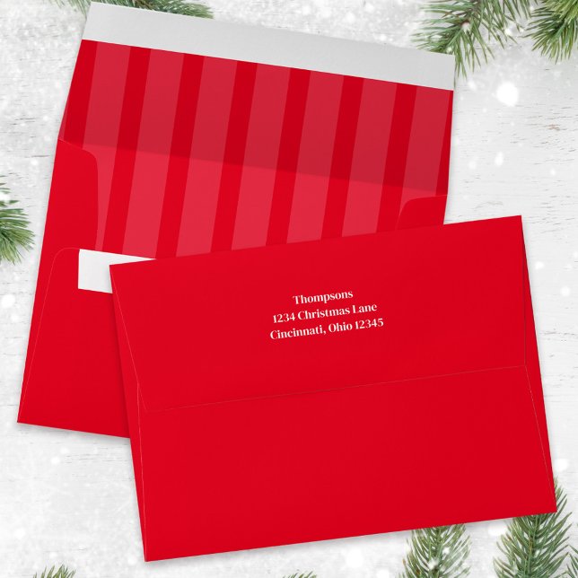Holiday Merry Christmas Red Striped Whimsical  Envelope (Whimsical red stripes holiday envelope)