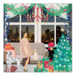 Holiday Merry Christmas Snowy City Skyline View Acrylic Print