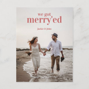 Holiday Merry We Married Eloped Pun Announcement Postcard