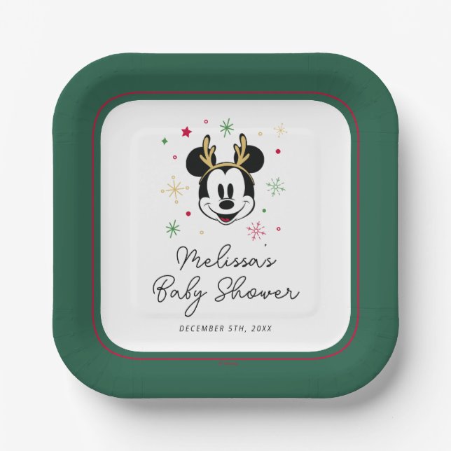 Holiday Mickey and Friends Baby Shower Paper Plates (Front)