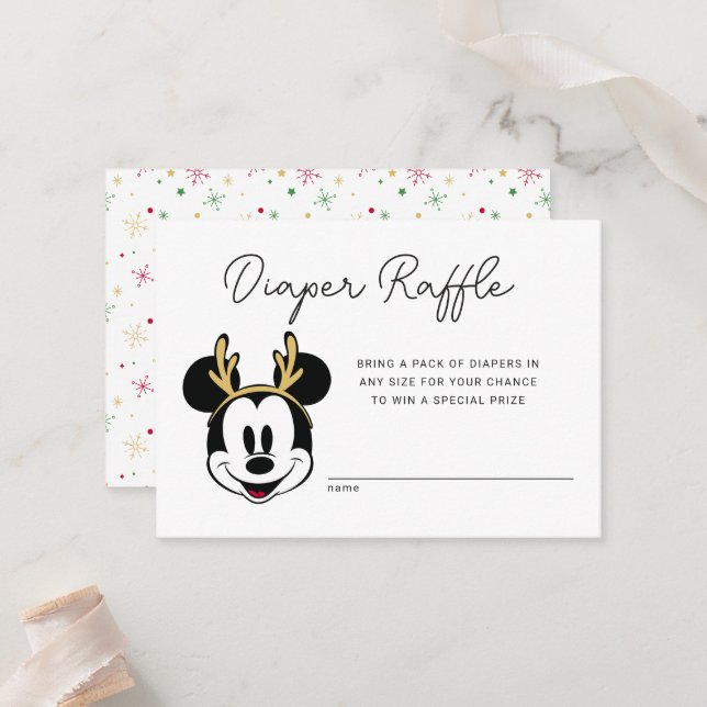 Holiday Mickey and Friends Baby Shower Place Card (Front/Back In Situ)