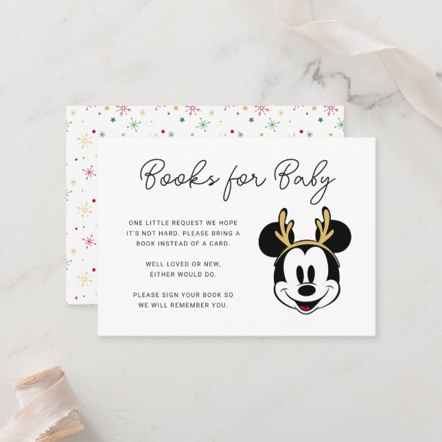 Holiday Mickey and Friends Baby Shower Place Card (Front/Back In Situ)