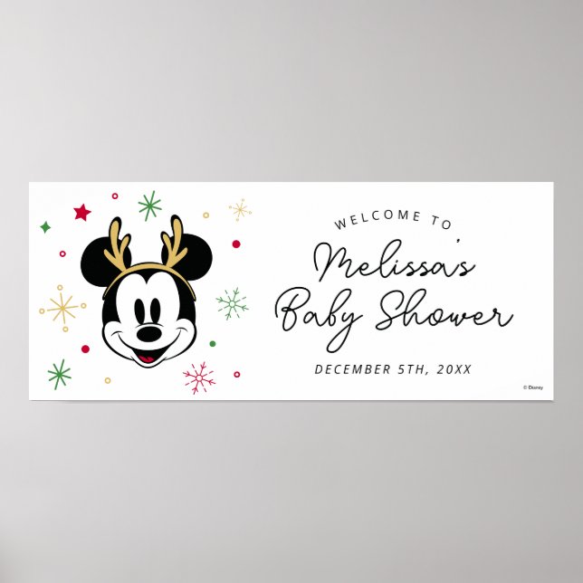 Holiday Mickey and Friends Baby Shower Poster (Front)