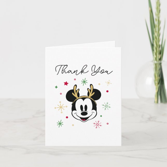 Holiday Mickey and Friends Baby Shower Thank You Card (Front)