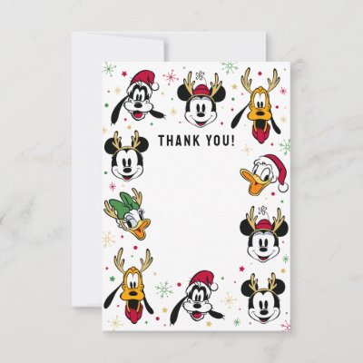 Holiday Mickey and Friends Baby Shower Thank You Card