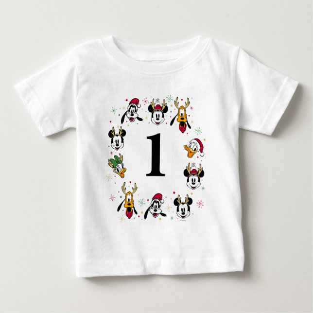Holiday Mickey and Friends Birthday Baby T-Shirt (Front)