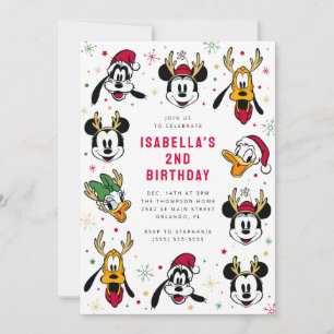 Holiday Mickey and Friends Birthday Invitation
