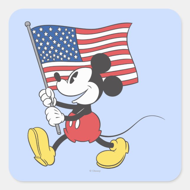 Holiday Mickey | Flag Square Sticker (Front)
