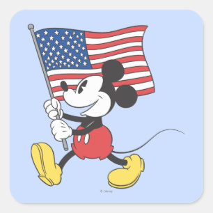 Holiday Mickey Flag Square Sticker
