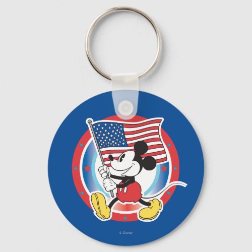 Holiday Mickey  Flag with Circle Keychain