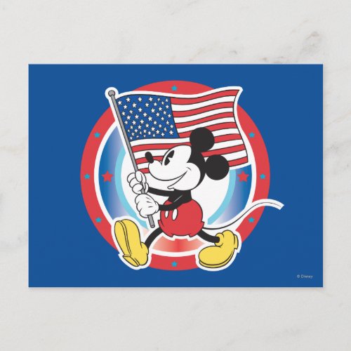 Holiday Mickey  Flag with Circle Postcard