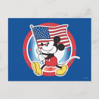 Holiday Mickey | Flag with Circle Postcard