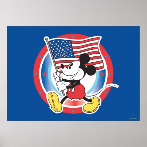 Holiday Mickey  Flag with Circle Poster