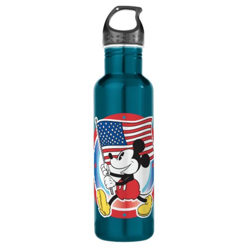 Holiday Mickey  Flag with Circle Stainless Steel Water Bottle