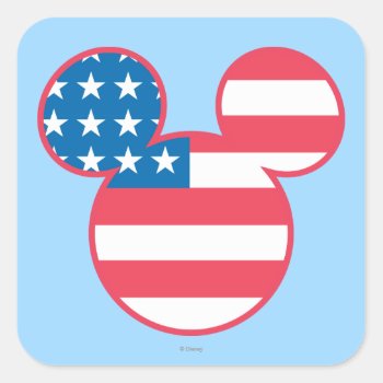 Holiday Mickey | Mouse Head Flag Icon Square Sticker by MickeyAndFriends at Zazzle