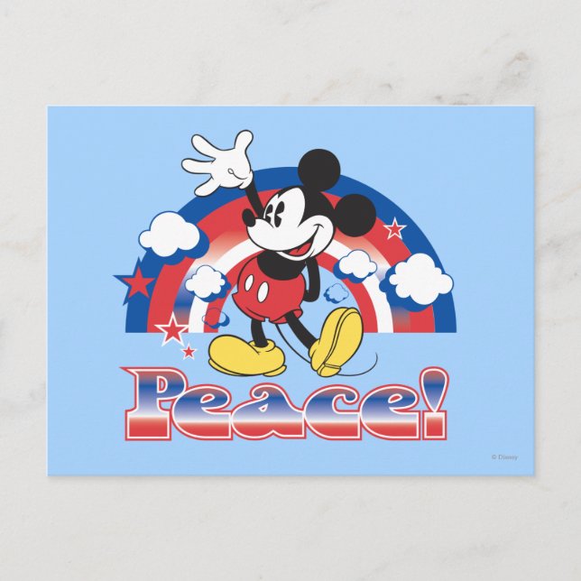 Holiday Mickey Mouse | Patriotic Peace Rainbow Postcard (Front)