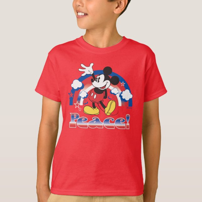 Holiday Mickey Mouse | Patriotic Peace Rainbow T-Shirt (Front)