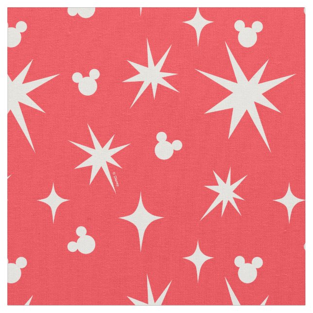 Holiday Mickey Mouse Red and White Pattern Fabric (Close Up)
