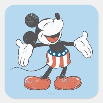 Holiday Mickey | Patriotic Singing Square Sticker by MickeyAndFriends at Zazzle