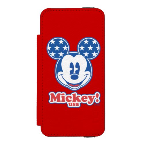 Holiday Mickey  Patriotic Stars Wallet Case For iPhone SE55s