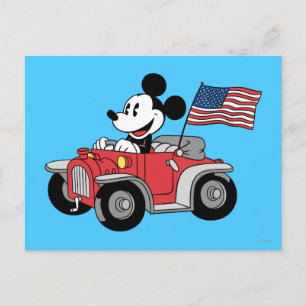 Holiday Mickey Red Convertible Postcard