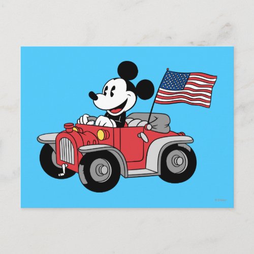 Holiday Mickey  Red Convertible Postcard