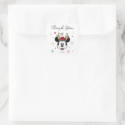 Holiday Minnie Mouse Baby Shower Square Sticker