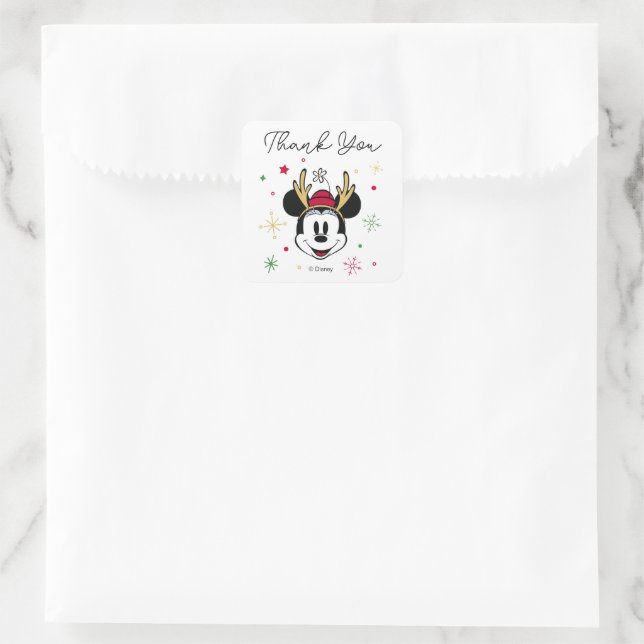Holiday Minnie Mouse Baby Shower Square Sticker (Bag)