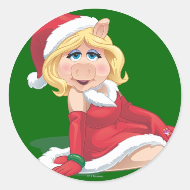 Holiday Miss Piggy 2 Classic Round Sticker (Front)