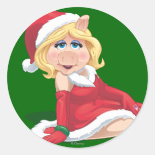 Holiday Miss Piggy 2 Classic Round Sticker