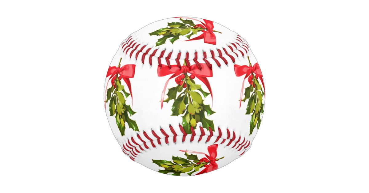 Merry Christmas and Happy New year on green ribbon Baseball, Zazzle