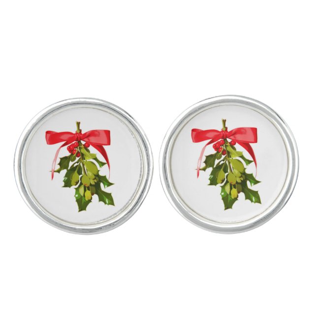 holiday mistletoe cufflinks (Front)