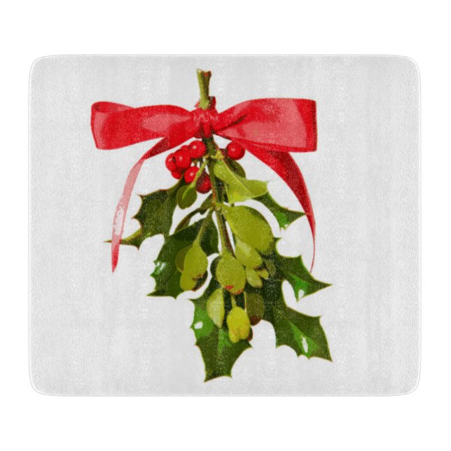 holiday mistletoe cutting board (Front)