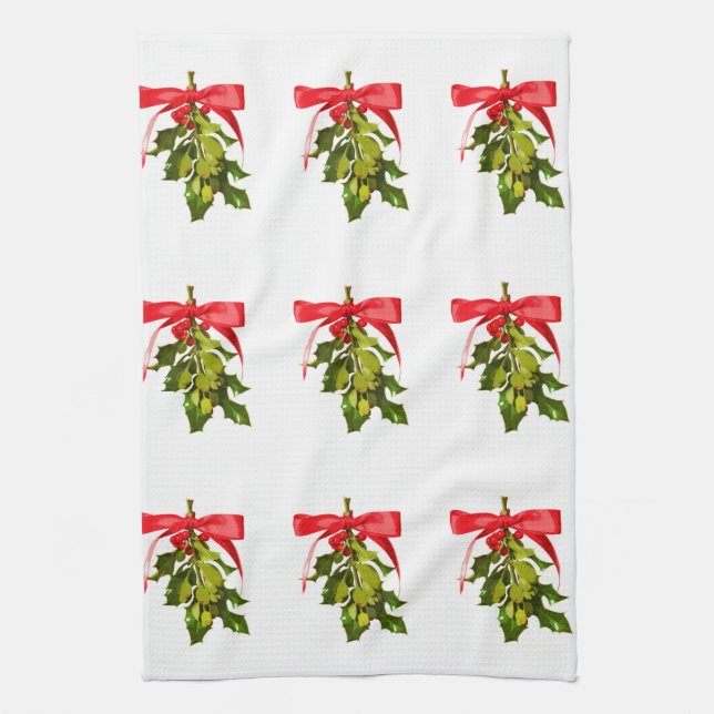 holiday mistletoe kitchen towel (Vertical)