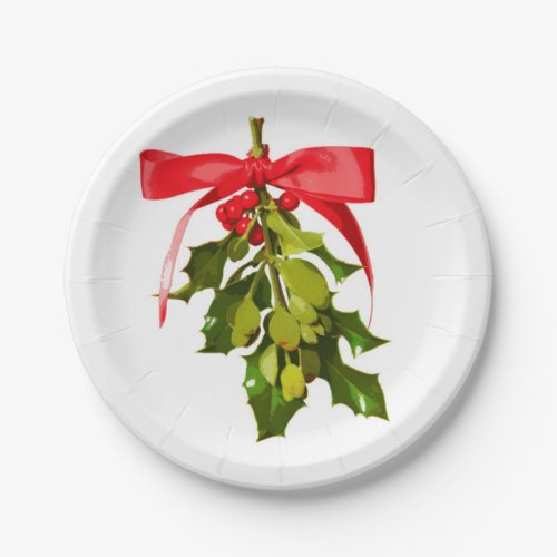 holiday mistletoe paper plates