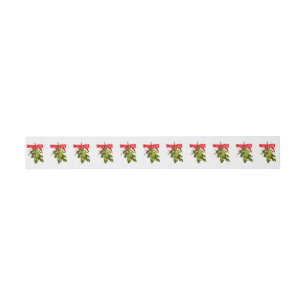 holiday mistletoe pattern invitation belly band