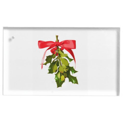 holiday mistletoe table card holder