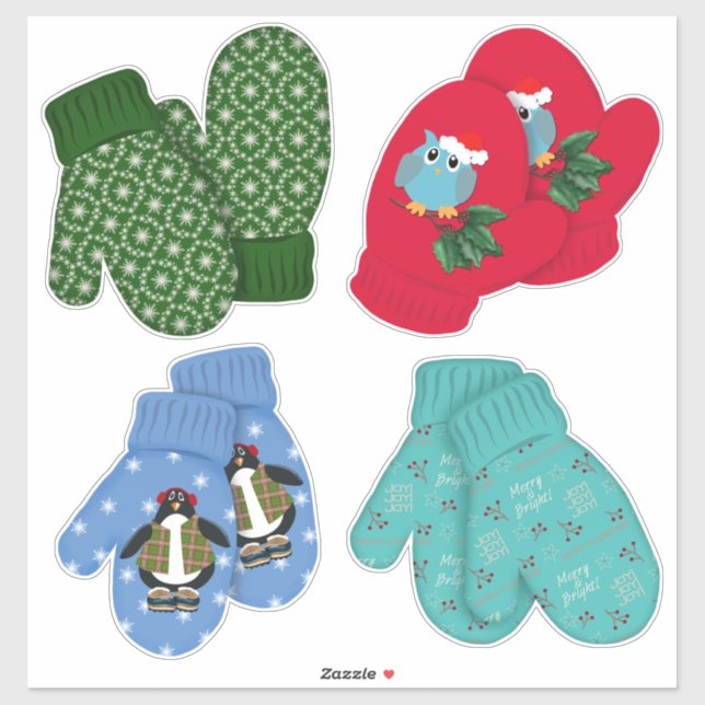 Holiday Mittens | Christmas Decor | Large Sticker (Sheet)