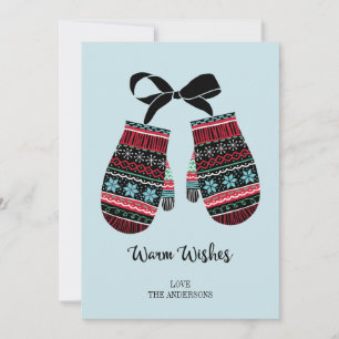 Holiday Mittens Warm Wishes Christmas Card