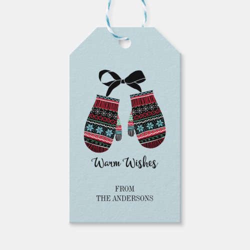 Holiday Mittens Warm Wishes Christmas Gift Tags