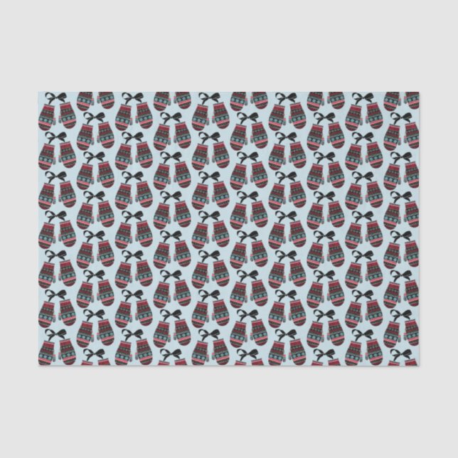 Holiday Mittens Warm Wishes Christmas Tissue Paper (Front)