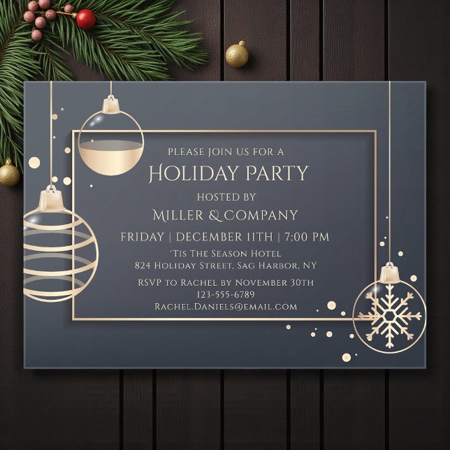 Holiday Modern Chic Corporate Christmas Party Acrylic Invitations (Creator Uploaded)