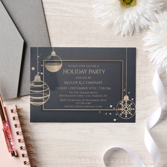 Holiday Modern Chic Corporate Christmas Party Vellum Invitations (Wedding)