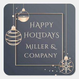 Holiday Modern Chic Corporate Christmas Square Sticker